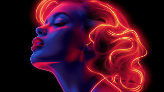 Woman neon cyberpunk artdeco redhair - cyberpunk art free wallpaper