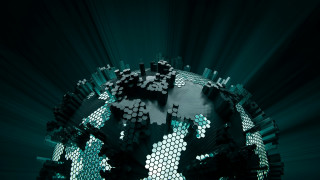 Person holding phone globe hexagons - hexagonal shape free wallpaper for desktop