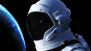 Space suit helmet planet galaxy - a planet in the background free wallpaper for desktop