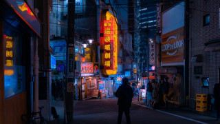 Neon street night cyberpunk people - elsa bleda free wallpaper