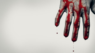 Bloody hand dripping red line - left free wallpaper for desktop