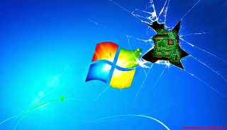 Broken window computer chip kite - a broken window free wallpaper