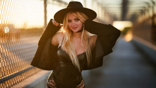 Woman black outfit hat ponytail - constance gordoncumming free wallpaper