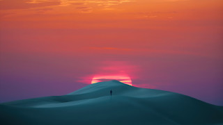 Snowy hill sunset figure desert - top of a hill free wallpaper