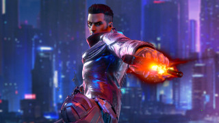 Futuristic man glowing object cyberpunk - his hand in free wallpaper