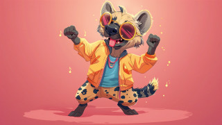 Raccoon dancing yellowjacket sunglasses furry - his hands in free wallpaper