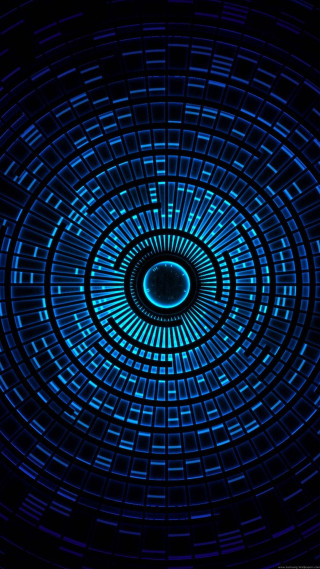 Blue circular pattern black background - free sci-fi wallpaper for mobile