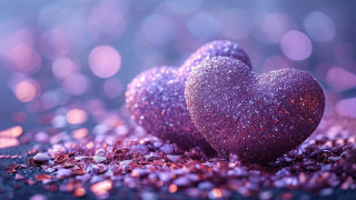 Purple hearts gravel bokeh christmas - top of a pile free wallpaper