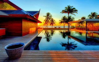 Ocean sunset pool beach fireworks - a view of the ocean free wallpaper