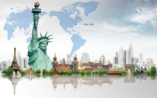 Liberty worldmap reflection cinematic matte - cinematic matte painting free wallpaper for desktop