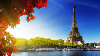 Eiffel tower paris sky sunset - the water and trees free wallpaper for desktop