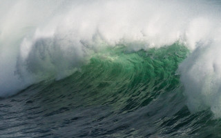 Large wave crashing over surfer - a large wave free wallpaper
