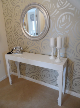White table mirror candles wallpapered - feature free wallpaper