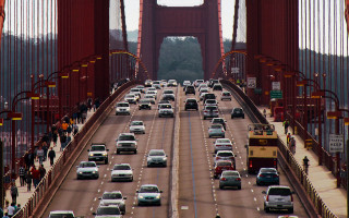 Large bridge traffic tower cityscape - a large bridge free wallpaper