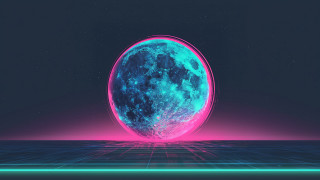 Neon glow sphere cyberpunk city - synthwave style free wallpaper