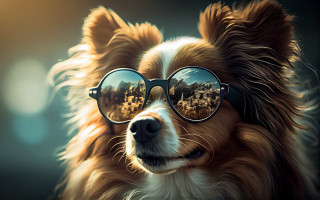 Dog sunglasses sheep reflection elske - sheep free wallpaper