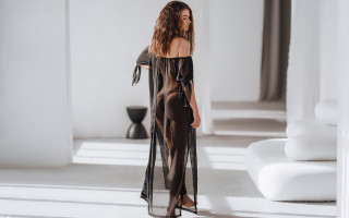 Sheer black dress arabesque hologram - a white floor free wallpaper