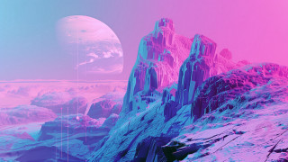 Mountain planet synthwave matte pink - synthwave style free wallpaper