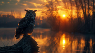 Bird log lake sunset backlit - artur tarnowski free wallpaper for desktop