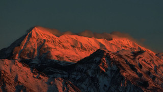 Mountain snowy peak sunset clouds 2 - tall peak free wallpaper
