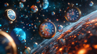 Floating clocks planet star bubbles - the air next free wallpaper