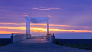 Walkway beach sunset canopy urban - a walkway free wallpaper
