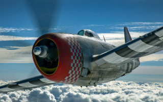 Red white airplane flying clouds 2 - airplane free wallpaper
