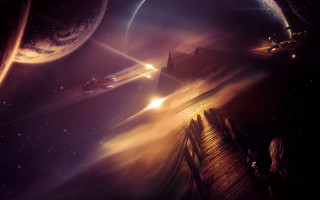 Space station city night planet - a spaceship free wallpaper for desktop