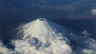Mountain snow clouds plane window - above the cloud free wallpaper