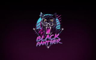 Black panther logo synthwave vector - black arts movement free wallpaper