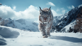 Lynx snow mountains clouds beauty - a lynx free wallpaper