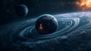 Planet ring star background space 5 - a star in the background free wallpaper