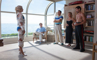 Ocean view maximalist renaissance scene - a living room next free wallpaper