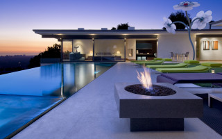 Fire pit ocean view night - a swimming pool free wallpaper