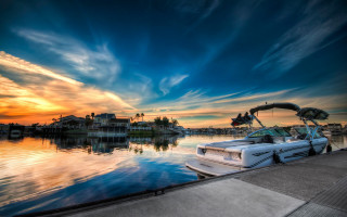 Sunset dock boat house water - a dock free wallpaper