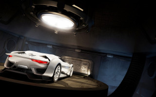 Futuristic car dimly lit room 4 - round free wallpaper