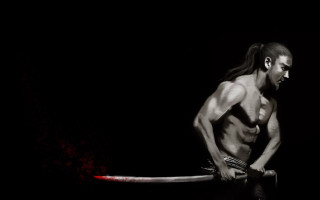 Dark fantasy man sword blooded - a bloody face free wallpaper