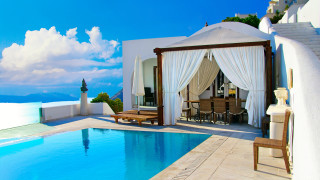 Luxury pool gazebo ocean view - a pool free wallpaper