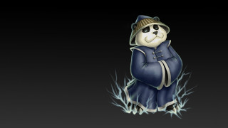 Panda blue outfit hat dark - character art free wallpaper