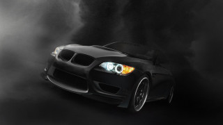 Black car yellow headlight fog - a black car free wallpaper