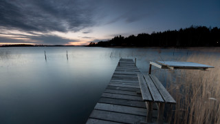 Wooden dock lake dusk cloudy - the dock free wallpaper