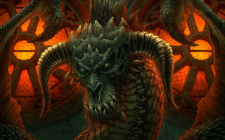 Dragon glowing water red background - a large body of water in front free wallpaper