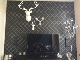 Living room deer head rococo - a chandelier free wallpaper