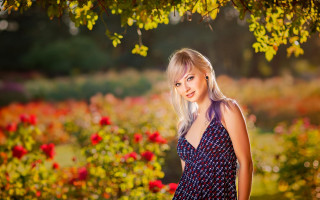 Woman tree field flowers blue - claire falkenstein free wallpaper for desktop