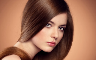 Woman brownhair serious photorealistic portrait - shaded free wallpaper