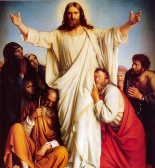 Jesus surrounded by people in - his arm free wallpaper for tablet