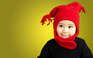 Child red hat scarf yellow - anne geddes free wallpaper
