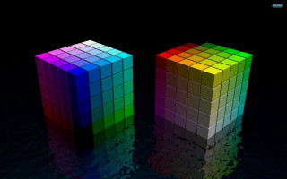Colorful cubes water reflections holography - a pair free wallpaper