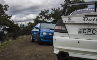 Car forest dirt road clouds - scenery free wallpaper