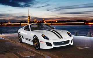 White sports car night water - a white sports car free wallpaper